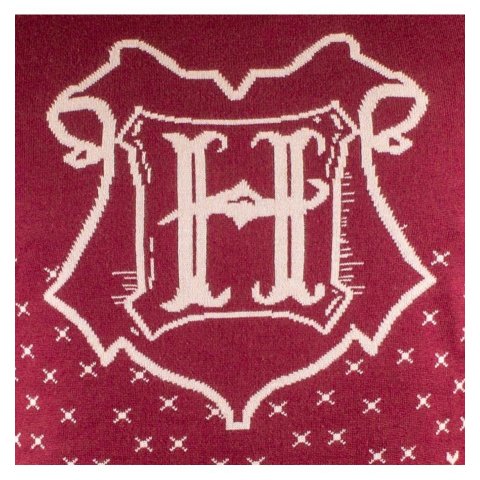 Pull de Noël Harry Potter bordeaux Hogwarts blason