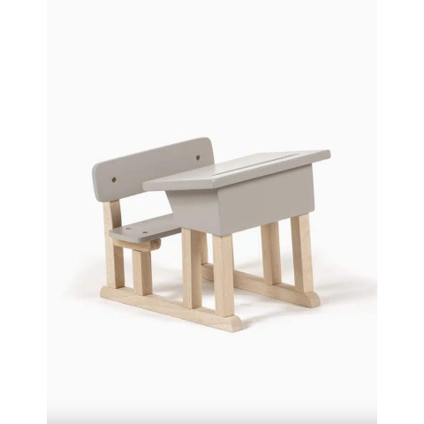 Pupitre d’écolier simple pour poupée Minikane en bois gris poudré