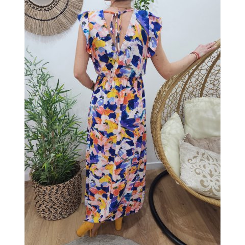 Robe longue femme fleurie multicolore Oriane