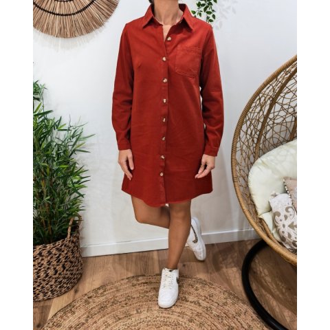  Robe droite femme unie terracotta boutonnée Maresia