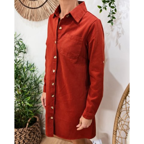  Robe droite femme unie terracotta boutonnée Maresia
