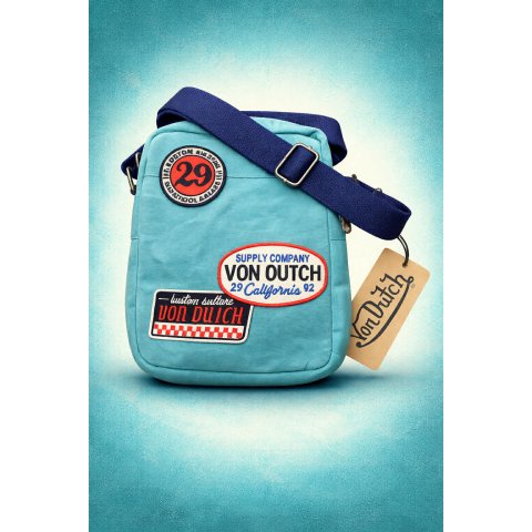 Pochette Sacoche à bandoulière Von Dutch Canvas & Coton ONYX SKY BLUE