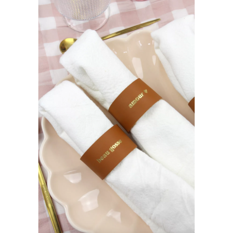 Rond de serviette en cuir - amour ❤