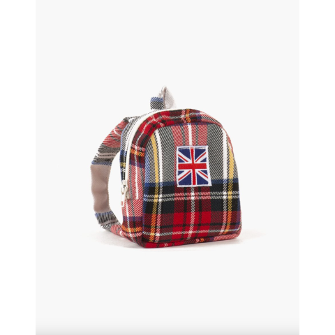 Sac à dos Théo pour poupée à carreaux Tartan écru MINIKANE