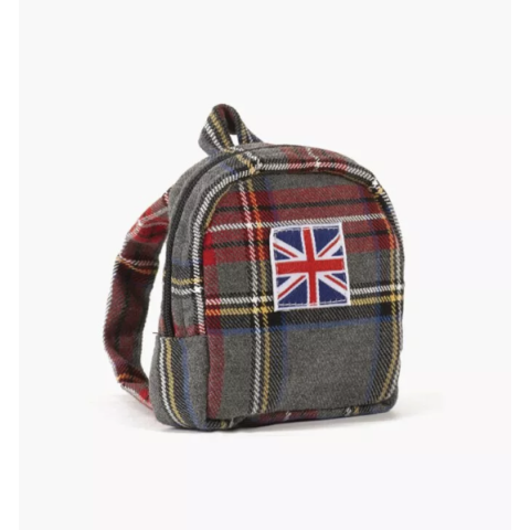 Sac à dos Théo pour poupée à carreaux Tartan gris MINIKANE