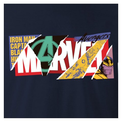 T-shirt MARVEL bleu Logo collage