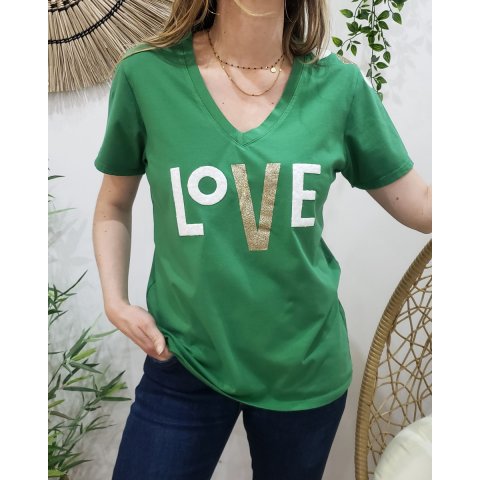 T-shirt LOVE épaule à coeurs