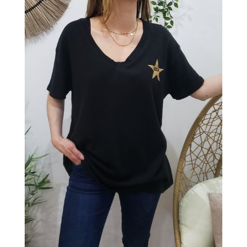 T-shirt Oversize étoile ROCK pailletée