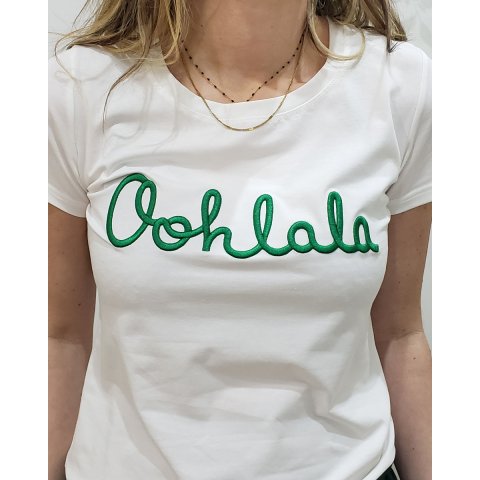 T-Shirt femme grande taille blanc Oohlala vert