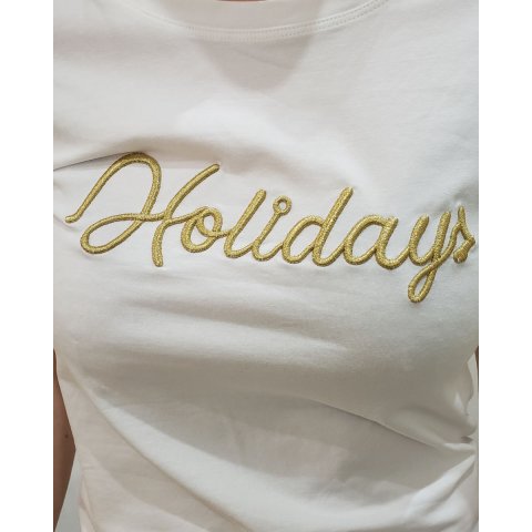 T-Shirt blanc Holidays doré