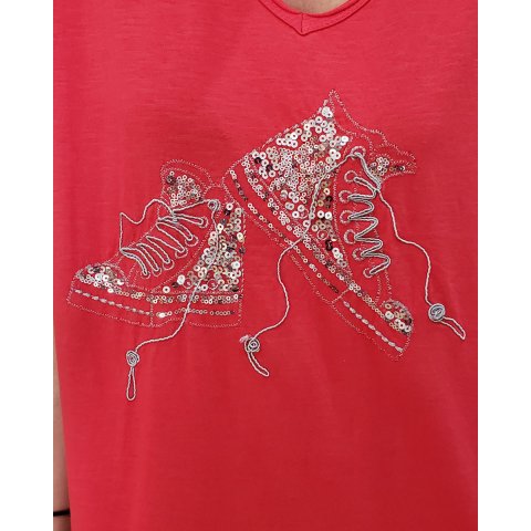T-shirt Oversize baskets à lacets sequins