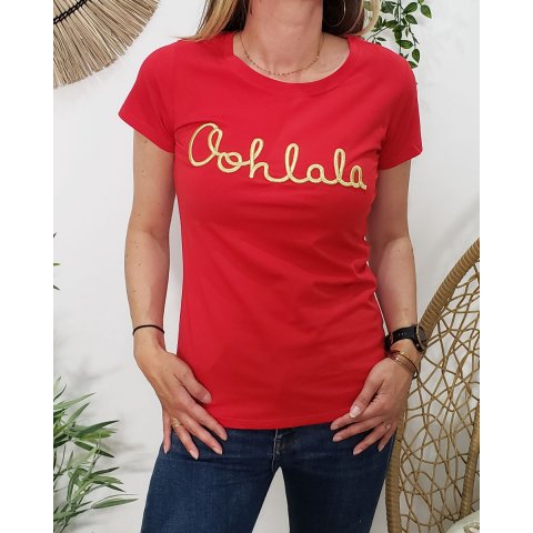 T-Shirt rouge Oohlala doré