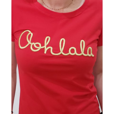 T-Shirt rouge Oohlala doré