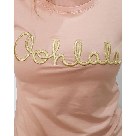 T-Shirt femme rose saumon Oohlala doré