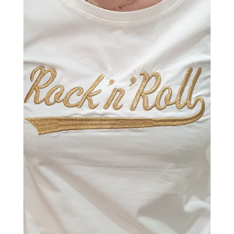 T-Shirt blanc Rock'n'roll doré