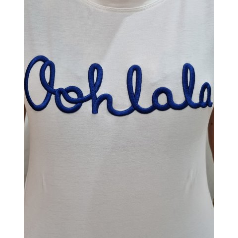 T-Shirt blanc Oohlala bleu roi