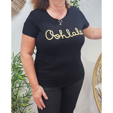 T-Shirt femme grande taille noir Oohlala doré