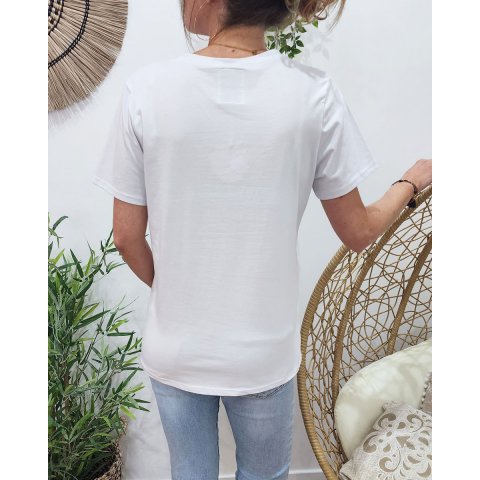T-shirt blanc femme Amour pailleté