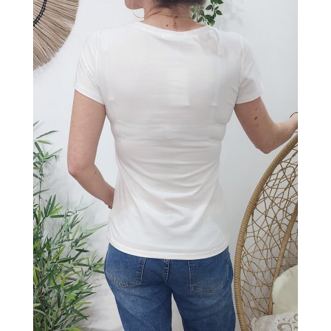 T-Shirt femme blanc Oohlala vert agate