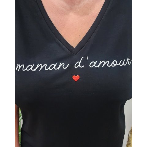 T-Shirt femme noir Maman d'amour