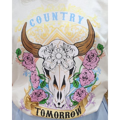 T-shirt femme blanc Country Tomorrow multicolore
