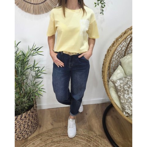 T-shirt femme jaune more amor por favor