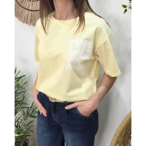 T-shirt femme jaune more amor por favor