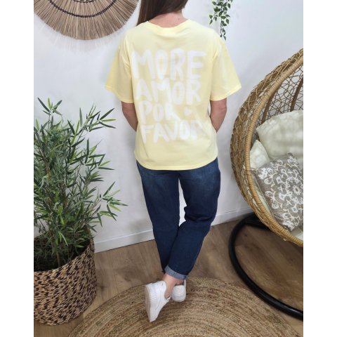 T-shirt femme jaune more amor por favor