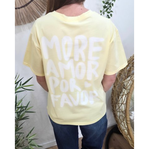 T-shirt femme jaune more amor por favor