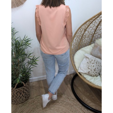Top femme vieux rose dentelle Adrienne