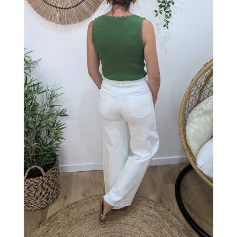 Top femme côtelé vert Lucilla