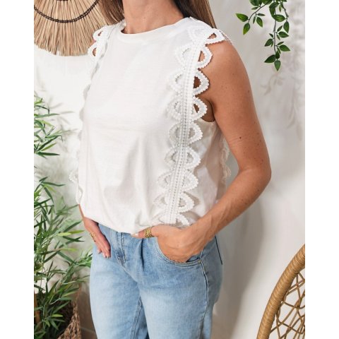 Top femme blanc élastiqué Diana