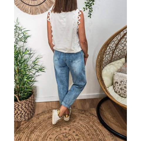 Top femme blanc élastiqué Diana