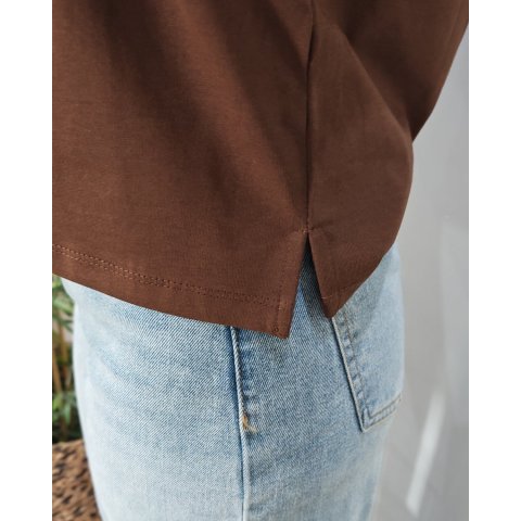 T-shirt femme court uni marron Hannah