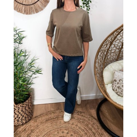 T-shirt femme court uni kaki Hannah