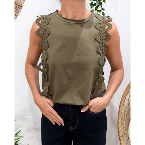 Top femme kaki élastiqué Diana