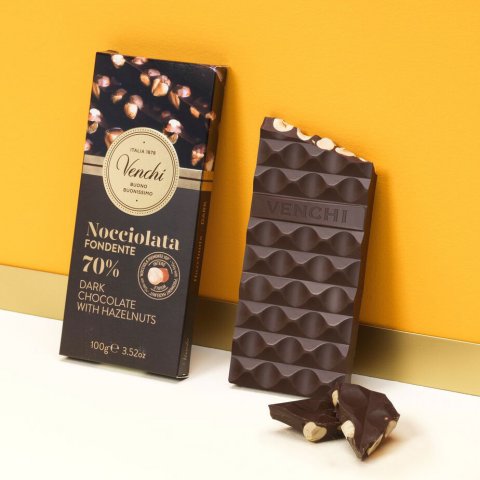 Tablette Venchi chocolat noir noisette