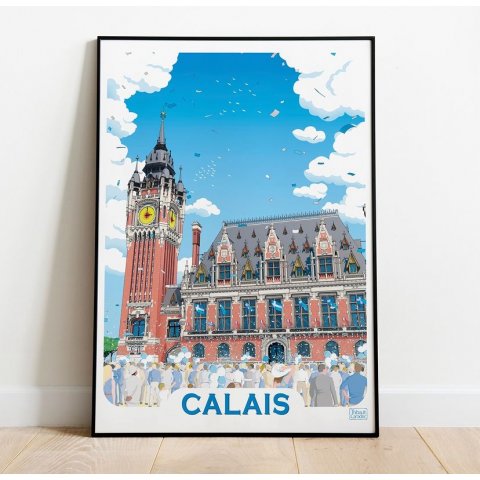 Affiche Hôtel de Ville de Calais 30x40 cm