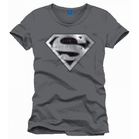 Tee-Shirt Gris Logo Effet Usé Superman