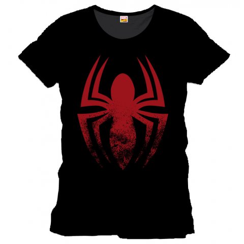 Tee-Shirt Noir Logo Rouge Spiderman
