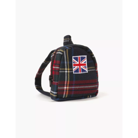 Sac à dos Théo pour poupée à carreaux tartan marine MINIKANE