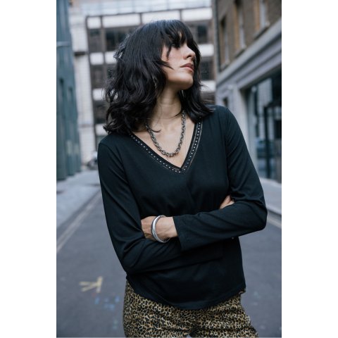 T-shirt avec rivets Femme Freeman T.Porter Torina Studs Black 