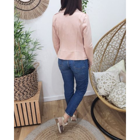 Perfecto femme fin suédine rose poudré