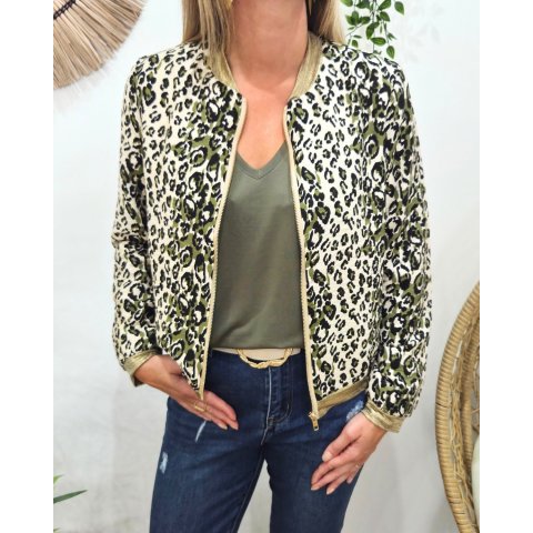 Bombers femme beige léopard kaki et noir Eowyn