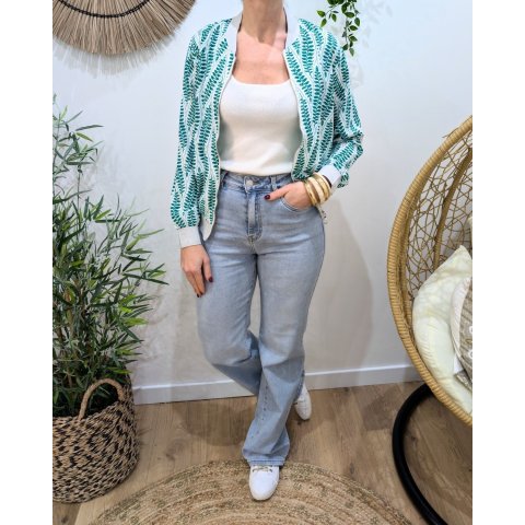 Bombers femme blanc et vert Hermine