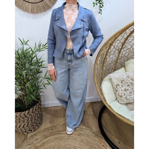 Perfecto femme fin suédine bleu jean