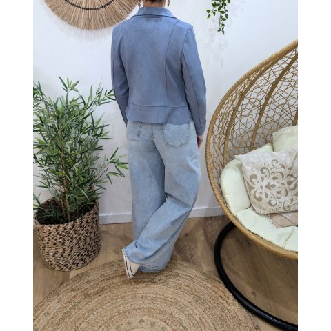 Perfecto femme fin suédine bleu jean