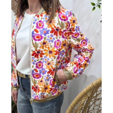 Bombers femme rose orange et violet Isotta
