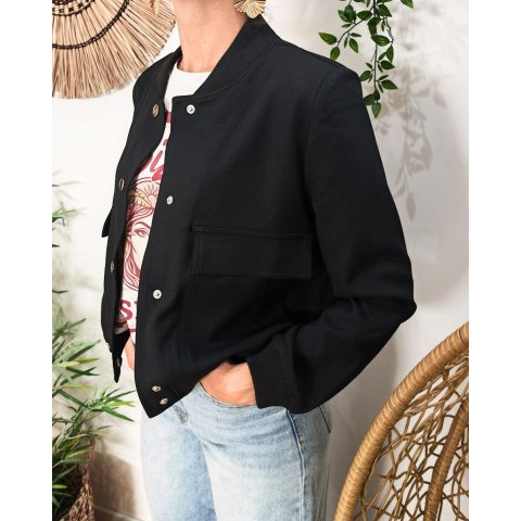 Bombers femme à poches uni noir