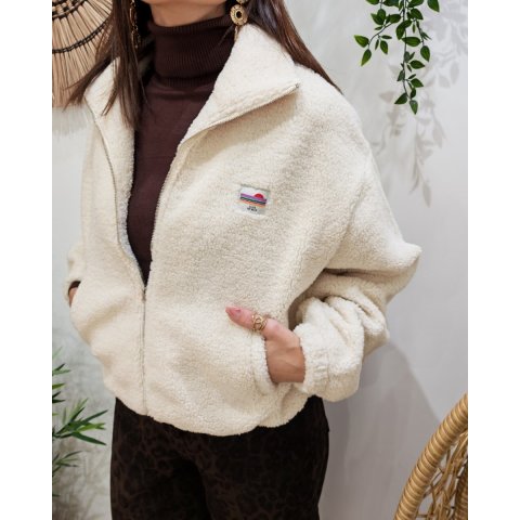 Veste polaire femme beige zippée La vie est belle